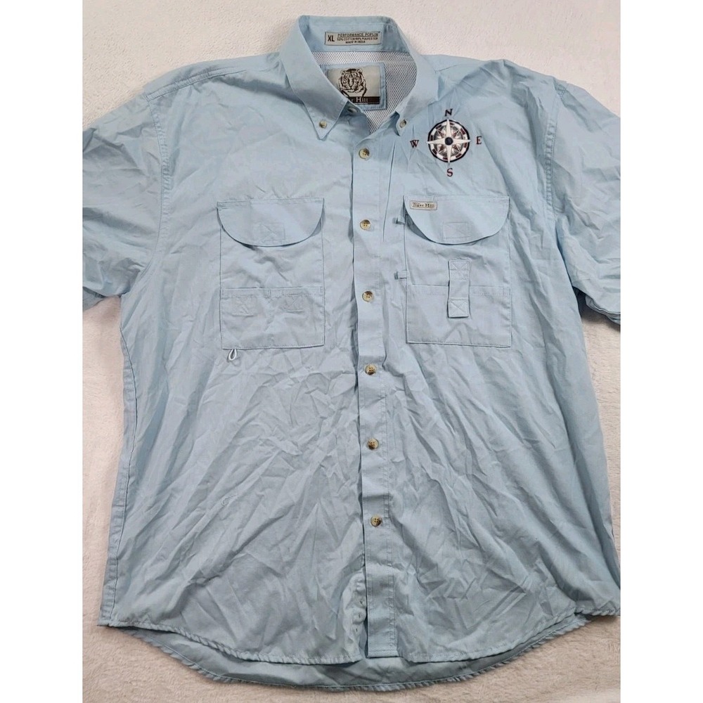 Tiger Hill Vented Button Down Fishing Short Sleeve Shirt Key West Compass XL